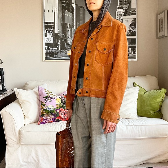 Boxy Brown suede jacket - Picture 1 of 15